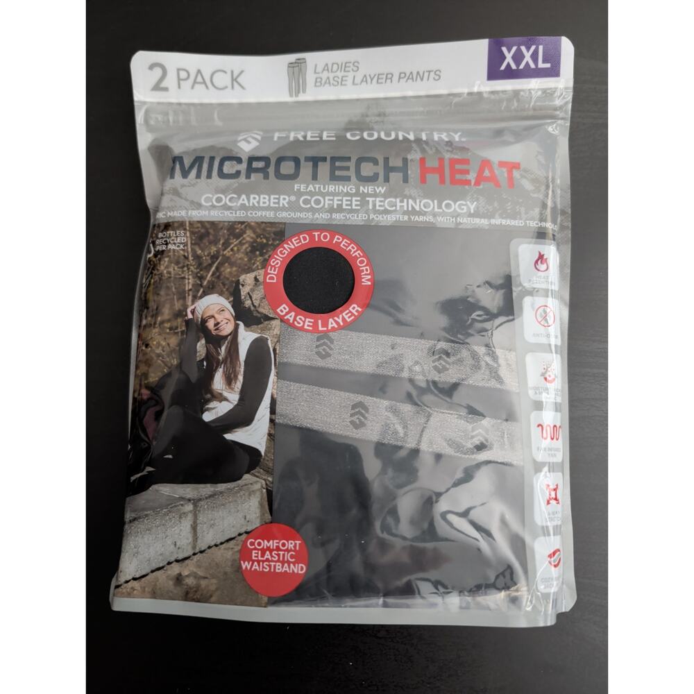 Women's Free Country Microtech Heat Base Layer Pants Black Size XXL